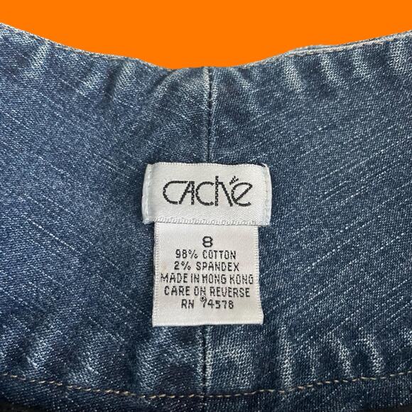 00's vintage denim embroidered y2k low rise mini skirt Size 8 cache - Picture 5 of 7